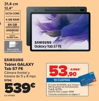 Carrefour Samsung Tablet Galaxy Tab S7 Fe oferta