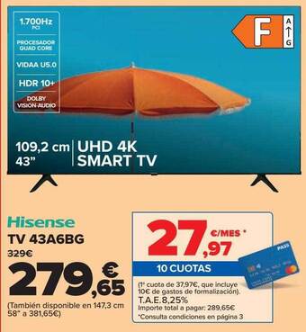Carrefour Hisense Tv 43a6bg oferta