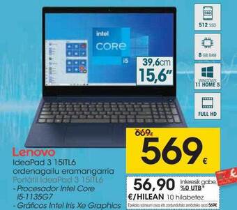 Eroski Lenovo Portátil Ideapad 3 15itl6 oferta