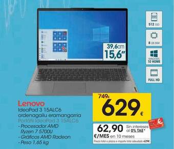 Eroski Lenovo Portátil Ideapad 3 15alc6 oferta