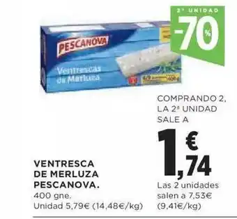 Hipercor 2a Unidad -70% Ventresca De Merluza Pescanova oferta