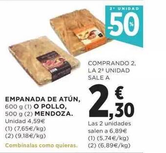 Hipercor 2a Unidad -50% Empanada De Atún O Pollo Mendoza oferta