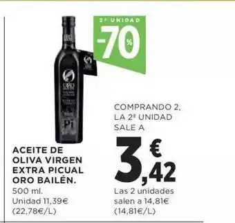 Hipercor 2a Unidad -70% Aceite De Oliva Virgen Extra Picual Oro Bailén oferta