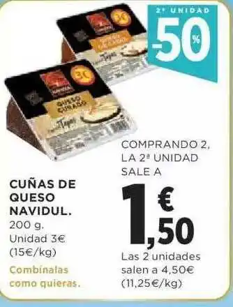 Hipercor 2a Unidad Cuñas De Queso Navidul oferta
