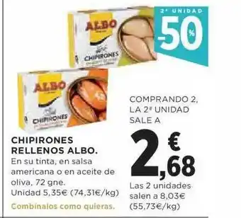 Hipercor 2a Unidad -50% Chipirones Rellenos Albo oferta