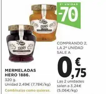 Hipercor 2a Unidad -70% Mermeladas Hero 1886 oferta