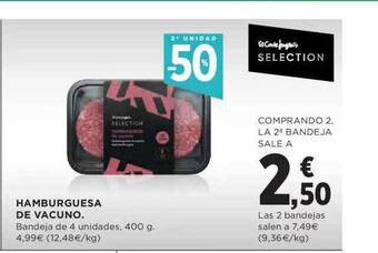 Hipercor 2a Unidad -50% Hamburguesa De Vacuno oferta