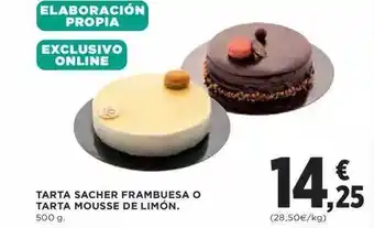 Hipercor Tarta Saher Frambuesa O Tarta Mousse De Limón oferta
