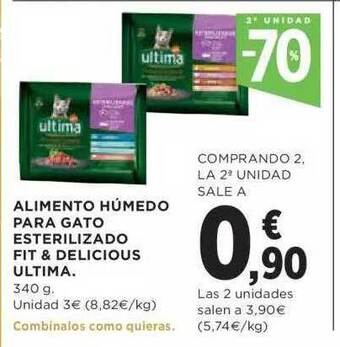 Hipercor 2a Unidad -70% Alimento Húmedo Para Gato Esterilizado Fit & Delicious Ultima oferta