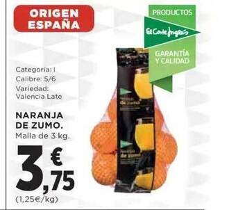 Hipercor Naranja De Zumo oferta