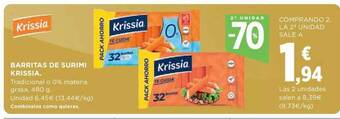 Hipercor 2a Unidad -70% Barritas De Surimi Krissia oferta