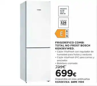 Hipercor Frigorífico Combi Total No Frost Bosch Kgn36vwed oferta