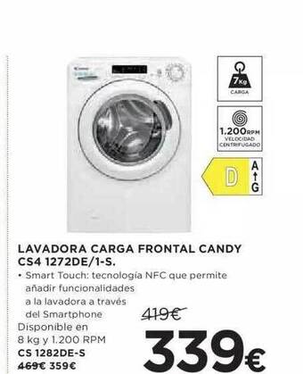 Hipercor Lavadora Carga Frontal Candy Cs4 1272de 1-s oferta