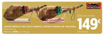 Hipercor Jamón Ibérico 50% Raza Ibérica Tesoro Sierra De Aracena oferta