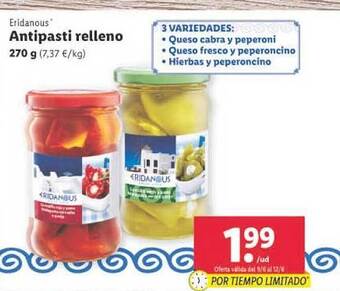 Lidl Eridanous Antipasti Relleno oferta