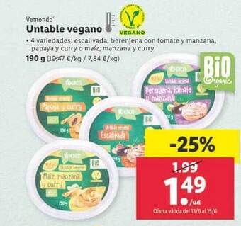 Lidl Vemondo Untable Vegano oferta