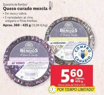 Lidl Queseria De Benijos Queso Curado Mezcla oferta