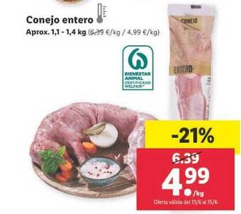Lidl Conejo Entero oferta