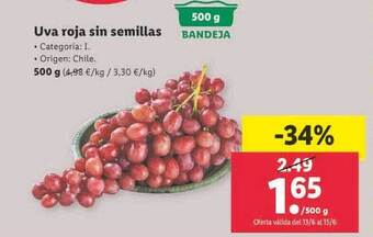 Lidl Uva Roja Sin Semillas oferta