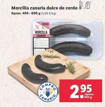 Lidl Morcilla Canaria Dulce De Cerdo oferta