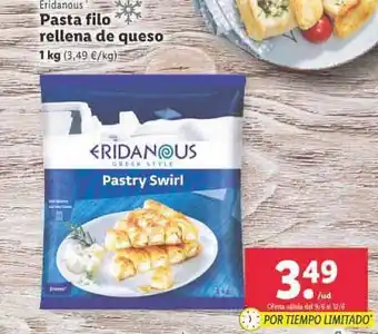 Lidl Eridanous Pasta Filo Rellena De Queso oferta