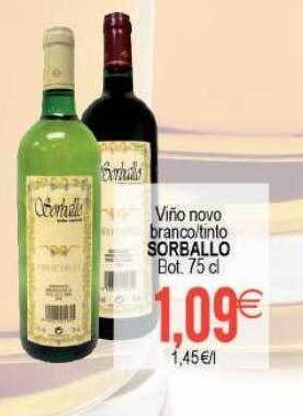 Plenus Supermercados Viño Novo Branco Tinto Sorballo oferta