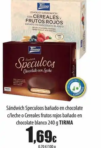 Spar Tenerife Sándwich Speculoos Bañado En Chocolate C Leche O Cereales Frutos Rojos Bañado En Chocolate Blanco Tirma oferta