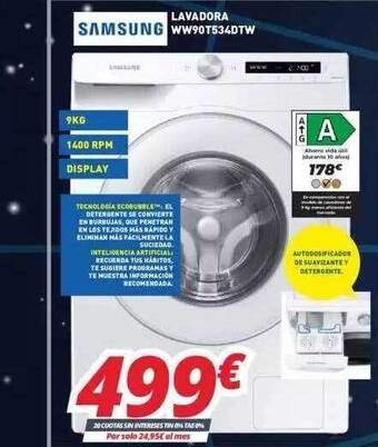 Mi electro Samsung Lavadora Ww90t534dtw oferta