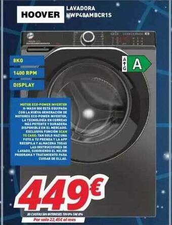 Mi electro Hoover Lavadora Hwp48ambcr1s oferta