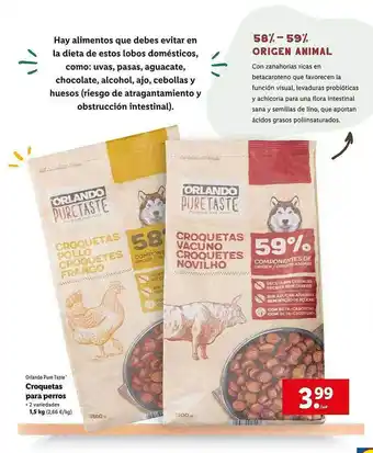 Lidl Orlando Pure Taste Corquetas Para Perros oferta