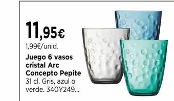 Cadena88 Juego 6 Vasos Cristal Arc Concepto Pepite oferta