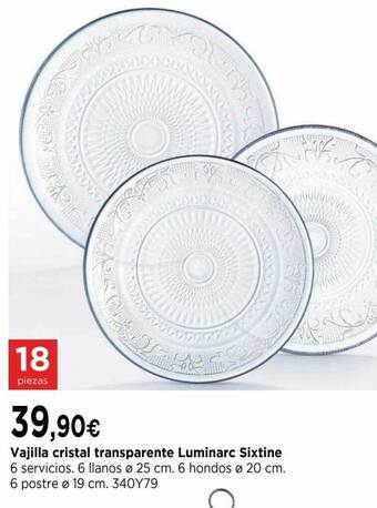 Cadena88 Vajilla Cristal Transparente Luminarc Sixtine oferta