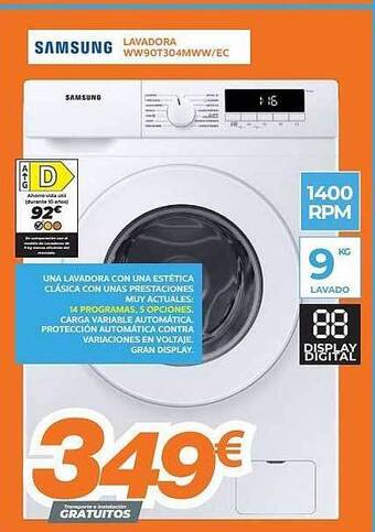 Pascual Martí Samsung Lavadora Ww90t304mww Ec oferta