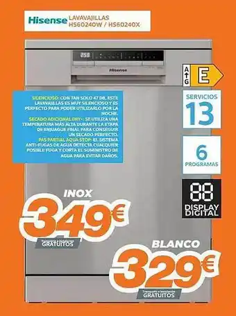 Pascual Martí Hisense Lavavajillas Hs60240w Hs60240x oferta