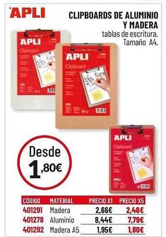 Carlin Apli Clipboards De Aluminio Y Madera oferta