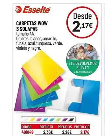 Carlin Carpetas Wow 3 Solapas Esselte oferta
