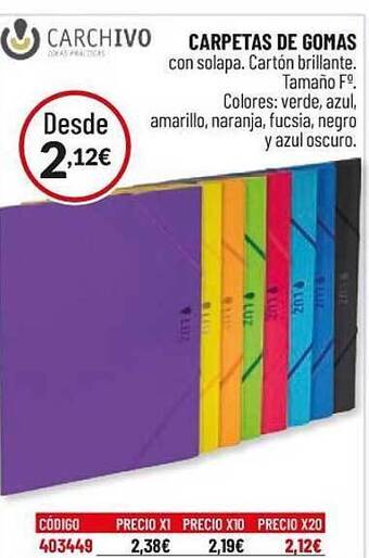 Carlin Carchivo Carpetas De Gomas oferta