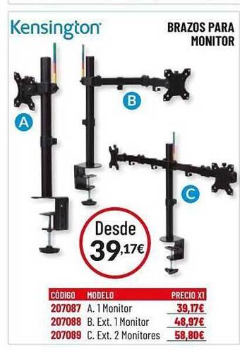 Carlin Kensington Brazos Para Monitor oferta