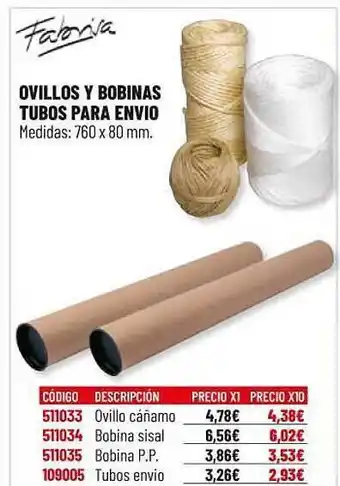 Carlin Ovillos Y Bobinas Tubos Para Envio Fabrisa oferta