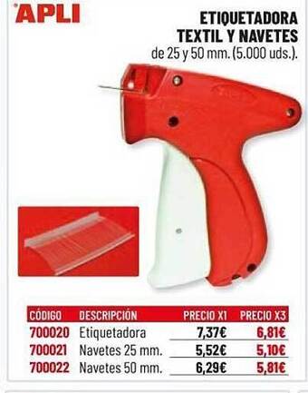 Carlin Apli Etiquetadora Textil Y Navetes oferta