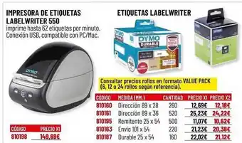 Carlin Impresora De Etiquetas Label Writer 550 Etiquetas Labelwriter oferta