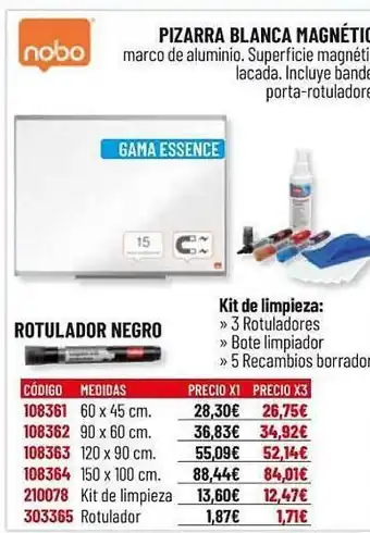 Carlin Pizarra Blanca Magnétique Rotulador Negro Nobo oferta