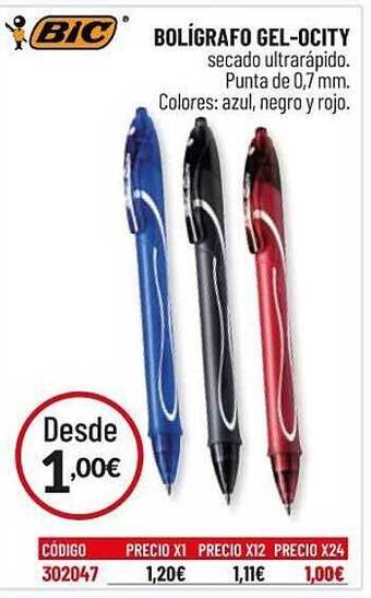 Carlin Bolígrafo Gel-ocity Bic oferta