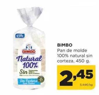 Alimerka Bimbo Pan De Molde 100% Natural Sin Corteza oferta