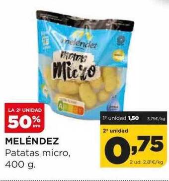 Alimerka La 2a Unidad 50% Dto Meléndez Patatas Micro oferta