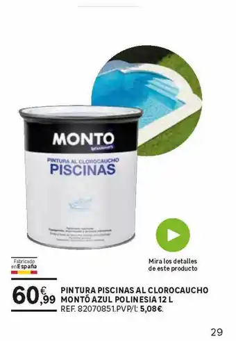 Leroy Merlin Pintura Piscinas Al Clorocaucho Montó Azul Polinesia 12 L oferta