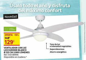 Leroy Merlin Ventilador Con Luz Led Summer Blanco ø 122 Cm 2.000 Lúmenes oferta