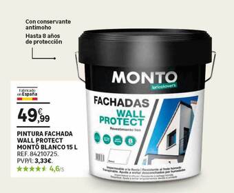 Leroy Merlin Pintura Fachada Wall Protect Montó Blanco 15 L oferta