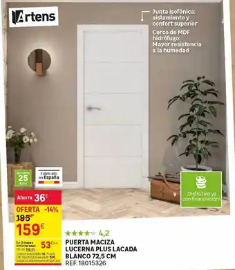 Leroy Merlin Puerta Maciza Lucerna Plus Lacada Blanco 72.5 Cm oferta