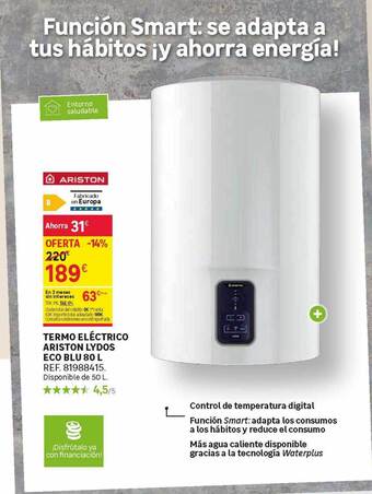 Leroy Merlin Termo Eléctrico Ariston Lydos Eco Blu 80 L oferta